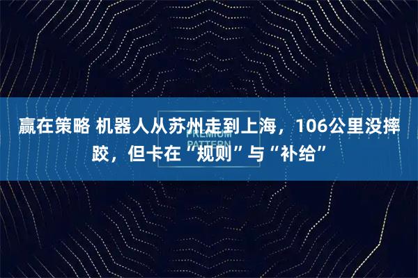 赢在策略 机器人从苏州走到上海，106公里没摔跤，但卡在“规则”与“补给”